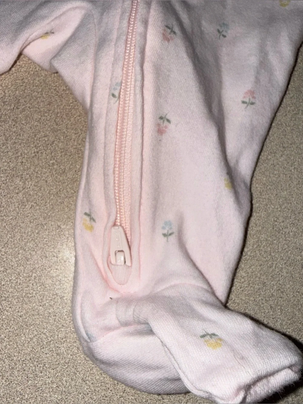 Carter’s Preemie Baby Girl Sleeper Pajamas Little Sister Floral Print Two Way Zi